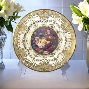 VTG Caverswall Fine Bone China Cabinet Plate Floral Gold Intricate Plate 1 Of 4